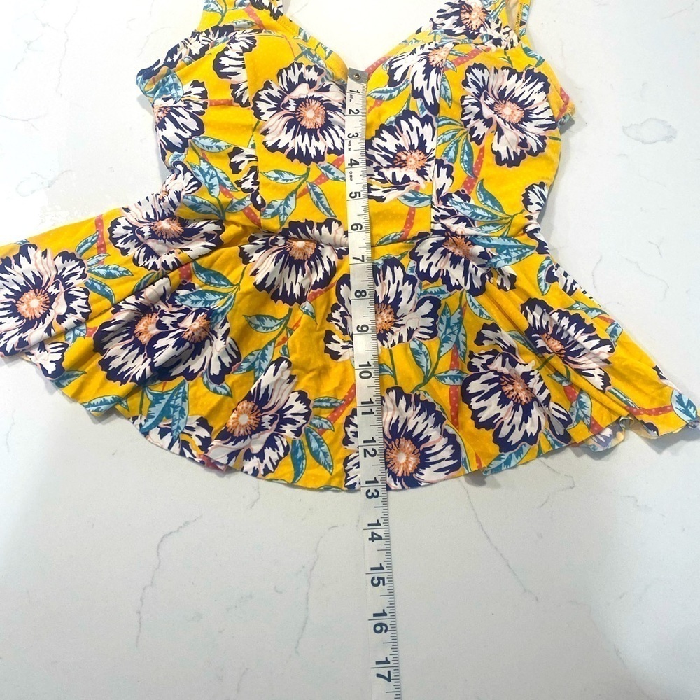 Sea Angel Yellow Floral Peplum Tankini Top Sz XS - Picture 5 of 6